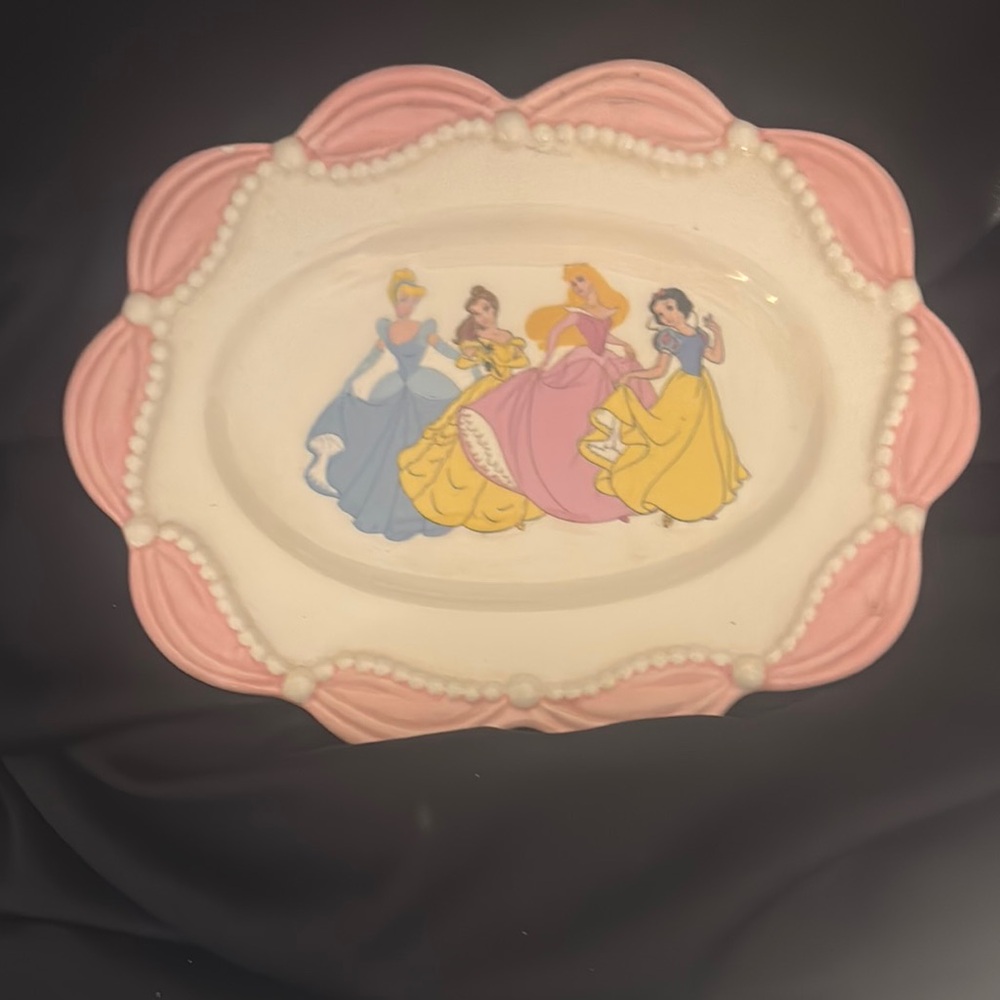 Disney Princesses Pink and White Plate